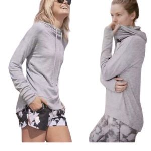 Athleta Heather Gray Studio Rib Soft Pullover Hoodie size M